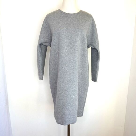 Everlane The Scuba Knit Sweatshirt Dress 3/4 Sleeve Gray Size Medium - Picture 2 of 16